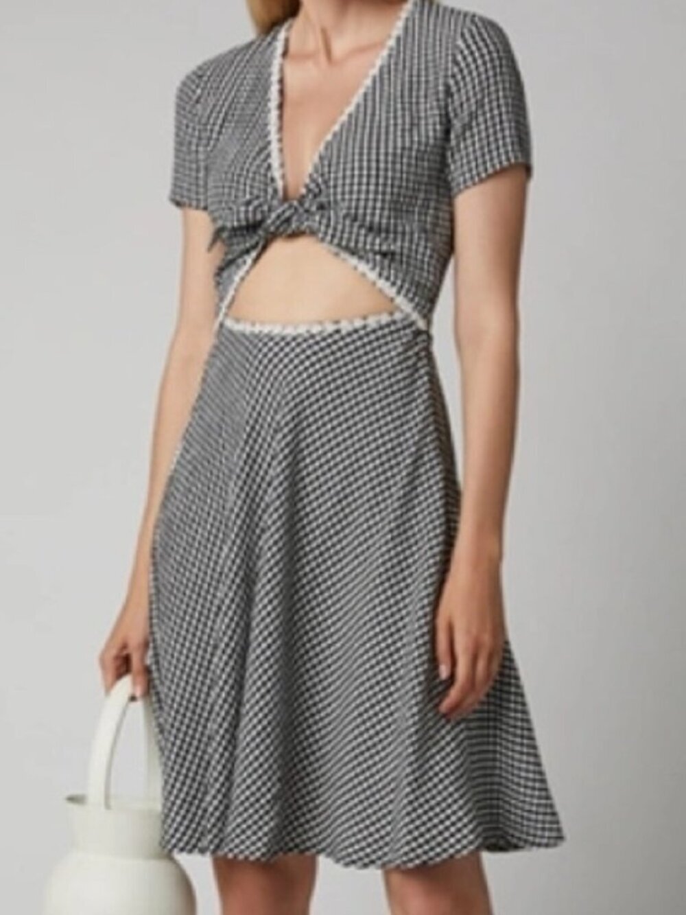Solid & Striped Gingham Daisy Cut-out Mini dress Front Tie size small